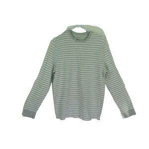 Sonoma Long Sleeve T-Shirt Top Thermal Gray White Stripes Cotton Womens Large